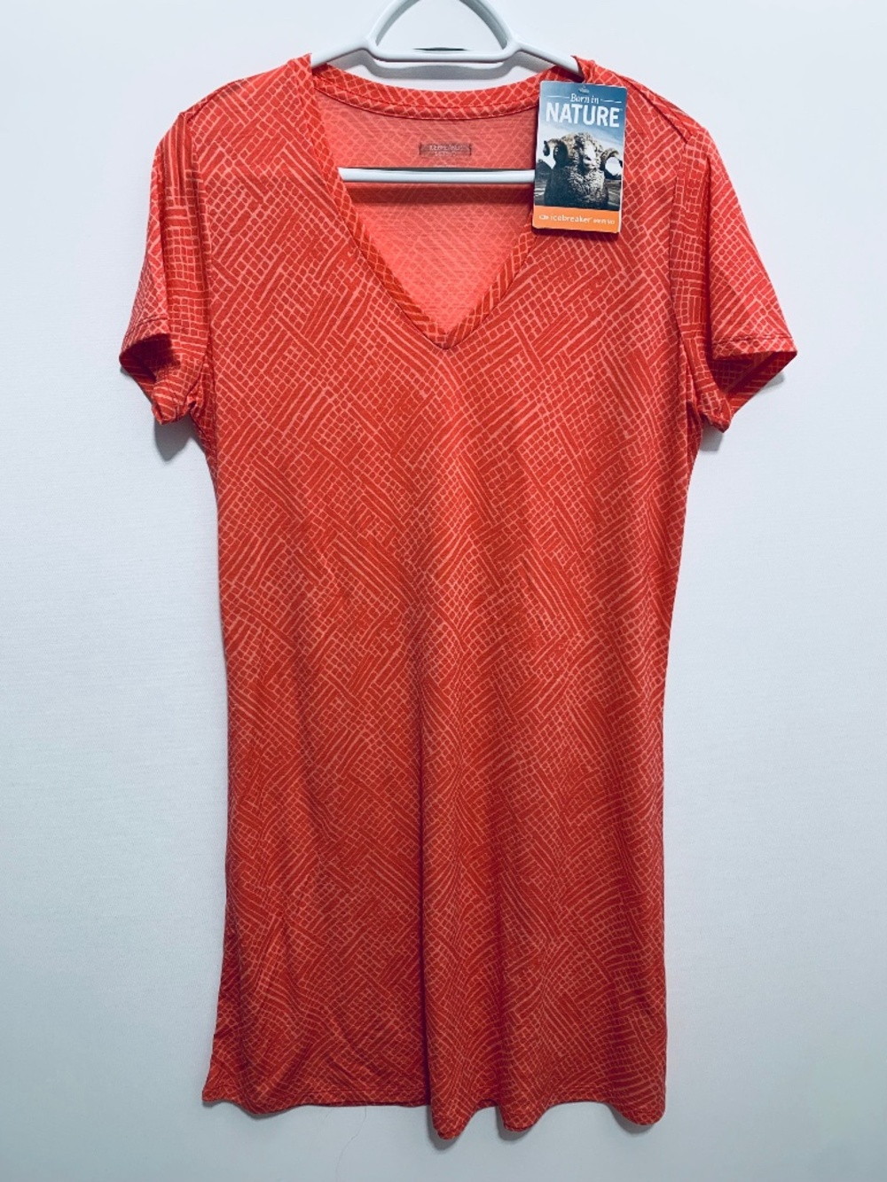 ICEBREKAER Tech Lite Women's V Neck Merino Wool Midi Dress Size L